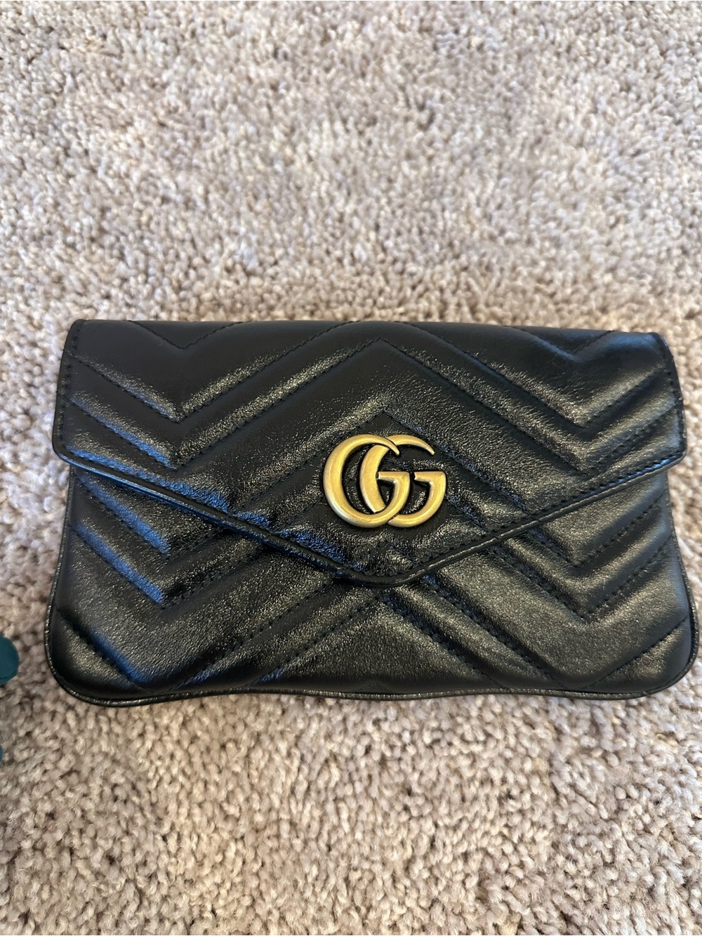 Gucci Black Matelassé Calfskin GG Marmont Triple Pouch Belt Bag -Size 85 - 34 - Picture 4 of 14